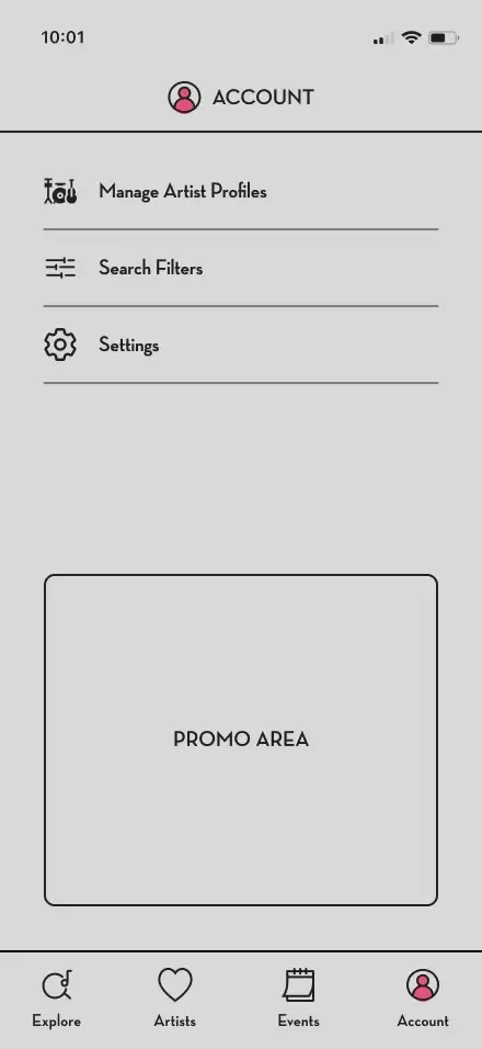 Acccount page mockup
