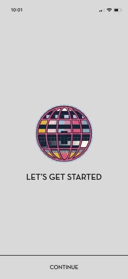 Artist onboarding welcome screen mockup